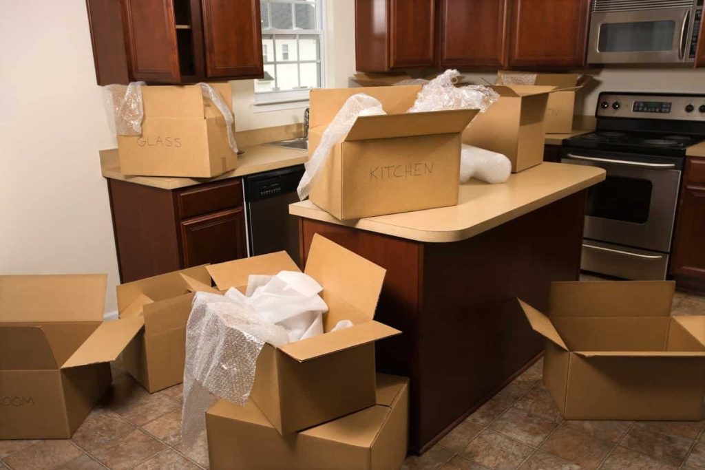 Packing Kitchen Items before kitchen Remodeling